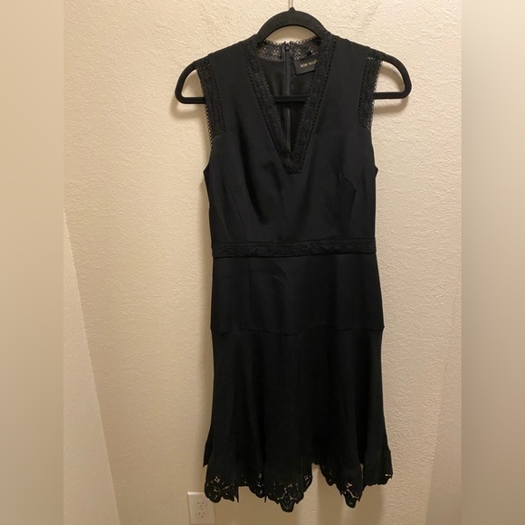 Kobi Halperin Black Silk Adena Sleeveless Lace Trim A-Line Dress Size 4 NWOT - Picture 3 of 12